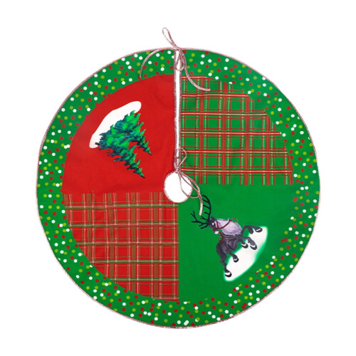 Weihnachtsbaumrock Rot Weiß Schneeflocken 90 cm 1