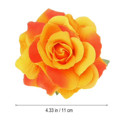 Presilha e broche de cabelo com rosa laranja artificial 1