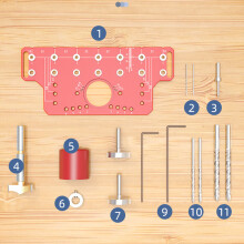 Jig para bisagras con pasadores de repisa 2-en-1 guía de taladro de aluminio 6mm