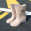 Botas de chuva impermeáveis femininas de cano curto e cano largo (1 par) 4