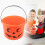 Κουβάς με γλυκά κολοκύθας για το Halloween, πορτοκαλί πλαστικό καλάθι για ζαχαρωτά – 2