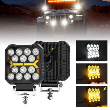 4 Inch Car LED Work Light Strobe Headlight White Yellow Offroad Driving Light Spotlight for Truck Cars Suv Boat