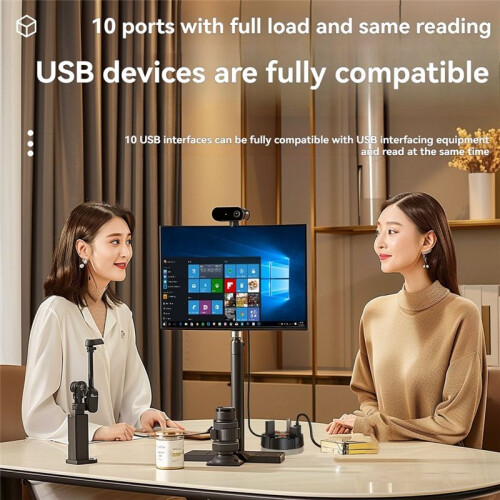 USB 2.0 Hub Multi Splitter Adapter 5Gbps High Speed USB Splitter Power Adapter Multiple Expander for PC Laptop, 10 2
