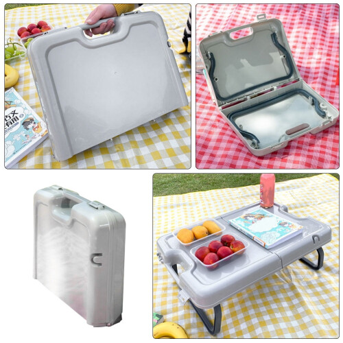 FRCOLOR outdoor folding table light grey 1 pack 2