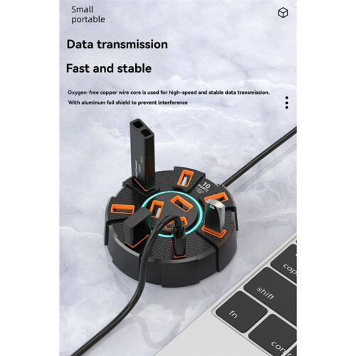 USB 2.0 Hub Multi Splitter Adapter 5Gbps High Speed USB Splitter Power Adapter Multiple Expander for PC Laptop, 10 1