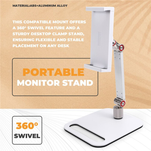 Monitor Stand Adjustable 360 Swivel Bracket Tablet Holder Compatible with Tablet Desktop Clamp Stand 2