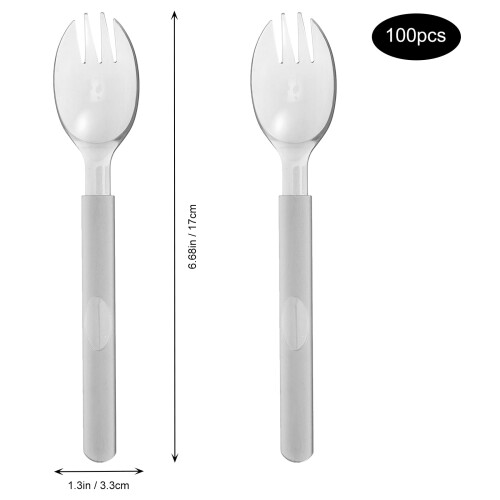 Grey Plastic Fork and Spoon Set 100-Piece 1