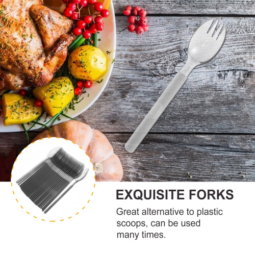 Disposable translucent plastic forks and spoons gray 100 pcs 2