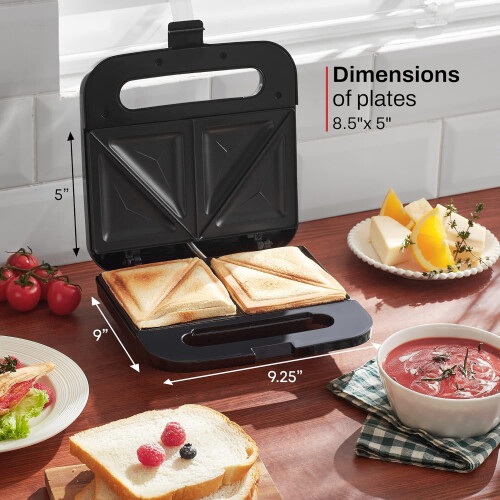 Panini Maker Stainless Steel 2-Slice 750W Non-stick 1