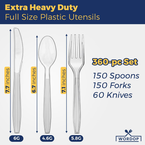 Set di posate in plastica extra resistenti da 360 pezzi 1
