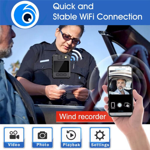 4K  Camera Law Enforcement Recorder WIFI Camera with High-Definition Screen  Bodycam Bundle: Only Cam 2