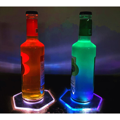 Ακρυλικά σουβέρ ποτών LED 10cm Λευκά/Χρωματιστά 1