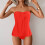 Μαγιό Tankini για γυναίκες, στράπλες, μπαντό μαγιό, μοντέρνο αδυνάτισμα, μονόχρωμο, 2 2