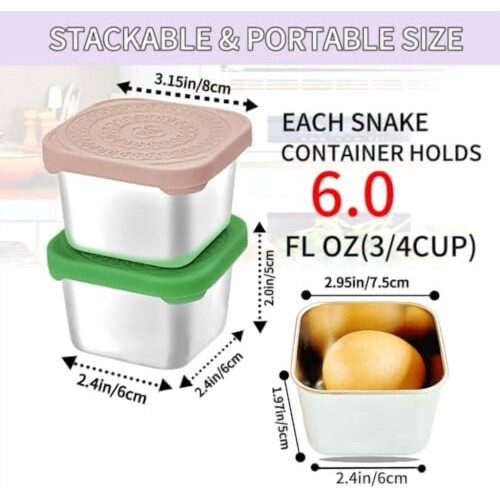 6-pak snackbeholdere i rustfrit stål, 180 ml 1