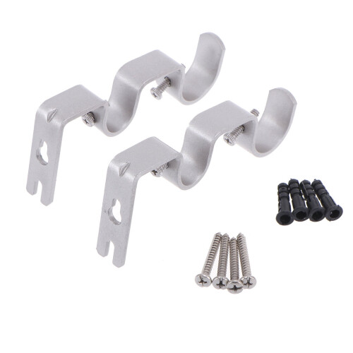 Support de tringle à rideaux double argenté, 2 pièces avec vis 1