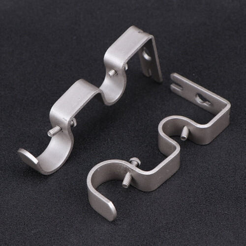Support de tringle à rideaux double argenté, 2 pièces avec vis 2