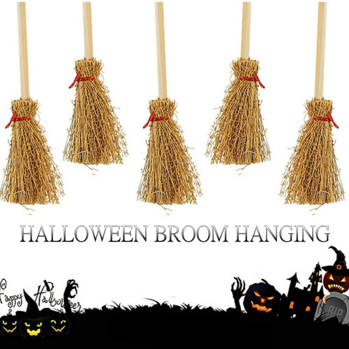 Mini artificial straw broom Halloween decoration 1 piece 2