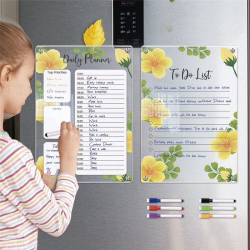 Magnetic Acrylic Daily Planner Memo Board with Erasable Writing for Refrigerator 2