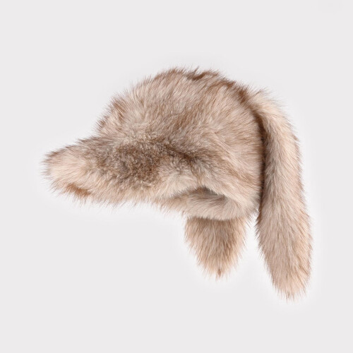 Rabbit Ear Winter Cap Soft Faux Mink Baseball Hat 1