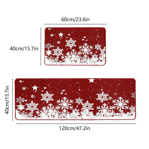 Red Christmas Kitchen Runner Rug Set 2 Pieces 2