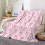 Pink Bow Throw Blanket Coquette Flannel 27x39 inch 6