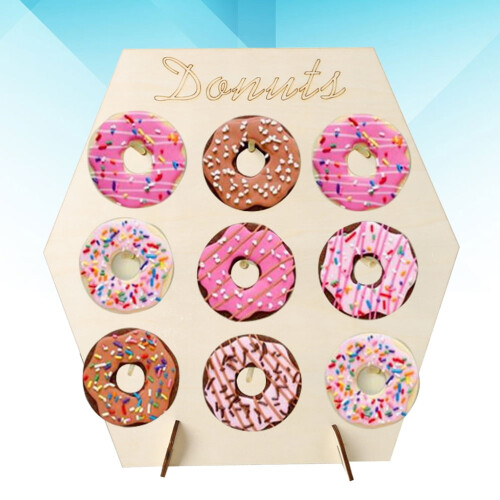 Ξύλινη βάση για ντόνατς για 9Donuts – Ρουστίκ διακόσμηση για πάρτι 1