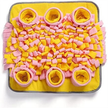 Dog Sniffing Pad Interactive Toy Dog Toy Washable Dog Sniffing Training Blanket Non-Slip Fleece Pad (Yellow)