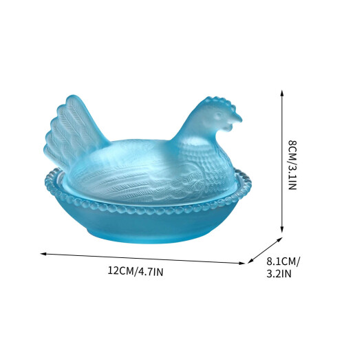 Chicken-shaped candy dish with lid 3x3x5 in blue 1