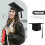 Cappello da laurea in tessuto nero, 1 set per la cerimonia di laurea 5