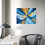 Arte abstrata em tela azul marinho e amarelo, 40x30cm (16x12 polegadas), emoldurada. 4