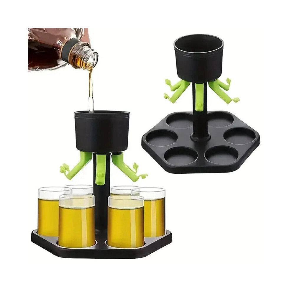1 Set Liquor Dispenser 6 Shot Automatic Glass Wine Whisky Beer Dispenser Holder Drinking Party Bar Wine Separator Glasse Saudism