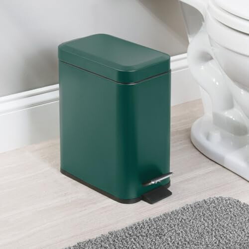 Metal Step Trash Can 1.3 Gallon Hunter Green 1