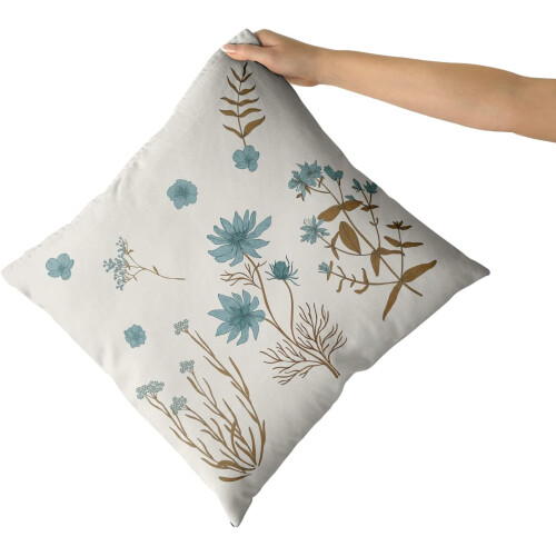 Fundas de almohada florales marrones y azules de 45 x 45 cm, paquete de 2 2