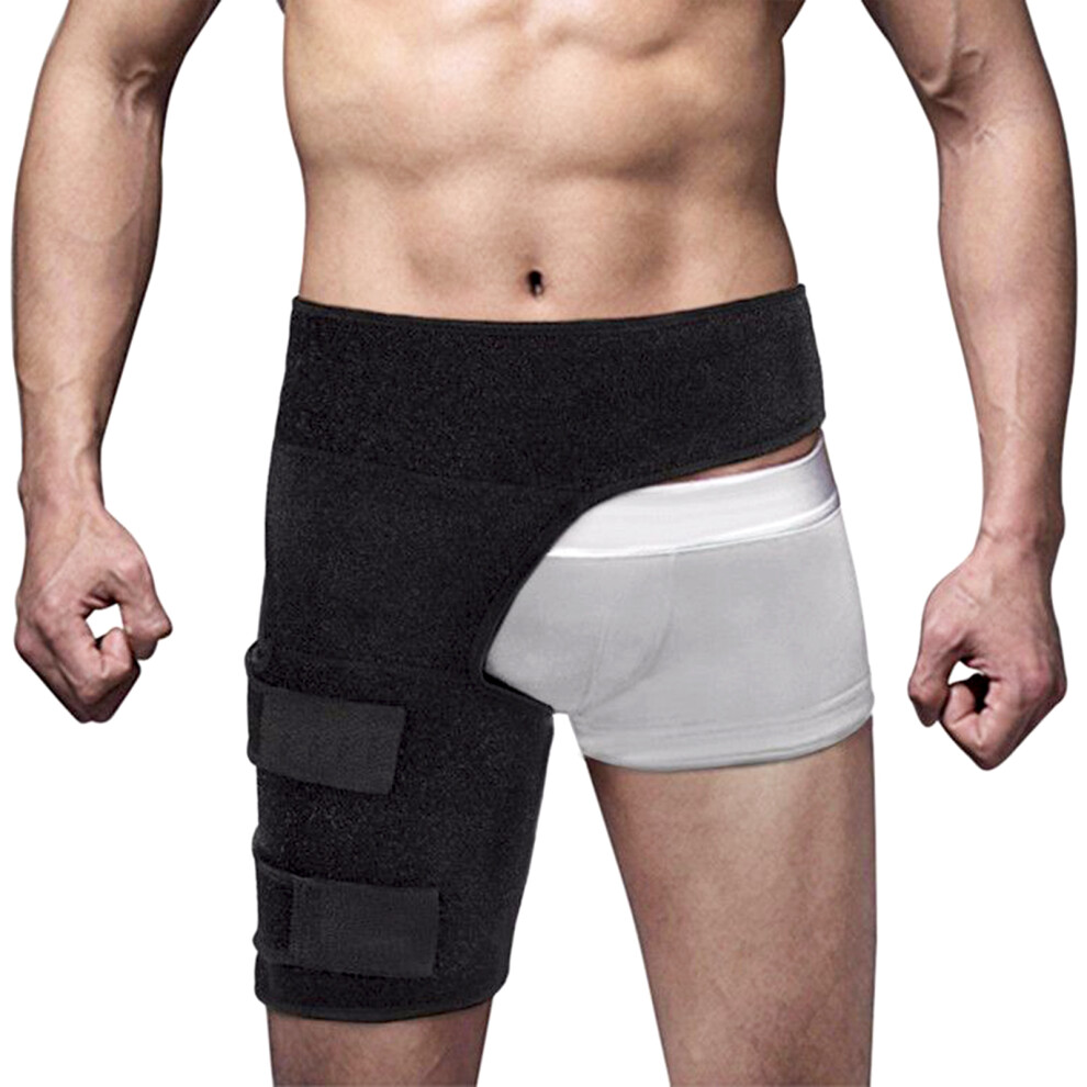Black/Red Fitness Leg Groin Strain Support Belt + One Size For Workout Protection