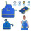 Children's Waterproof Art Apron Blue 3 Pieces 8