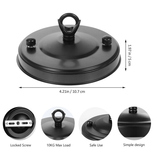 Sort loftsbaldakinplade i jern-zinklegering 10,7 cm 2