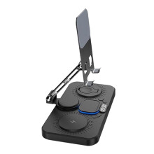 6 in 1 Wireless Charger with Stand, Clock & 7-Color Ambient Light, Charger for /IWatch/AirPods Black