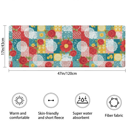 Χαλί μπάνιου Pioneer Flower Floral, αντιολισθητικό χαλάκι μικροϊνών με λαστιχένια 2