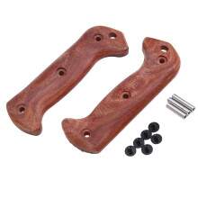 1 Par de Parches de Mango de Madera Maciza Natural para Piezas de Modificación de Mango de Cuchillo Bk2 con Empuñaduras de Tornillo, Accesorios de
