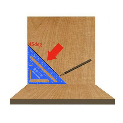 7in Aluminum Carpenter Square Rafter Measuring Tool Blue, 90 & 45 Triangular Ruler 2