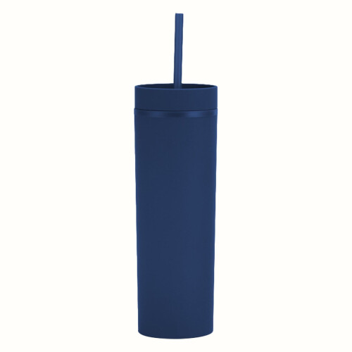 Slanke dubbelwandige plastic drinkbeker van 473 ml met deksel 1