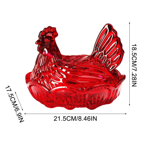 Chicken-Shaped Glass Candy Bowl with Lid 1