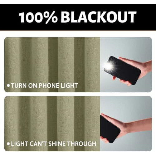 Sage Green Blackout Curtains 52x84 in, Polyester, 2 Panels 1