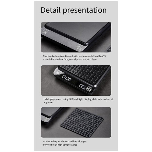 Digital Coffee Scale with Timer, Scale Timing Rechargeable Coffee Scale for Pour over and Drip Coffee, 3kg/0.1g 2