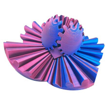 3D Printed Gear Ball 2.8in Blue Red Stress Relief Desk Toy