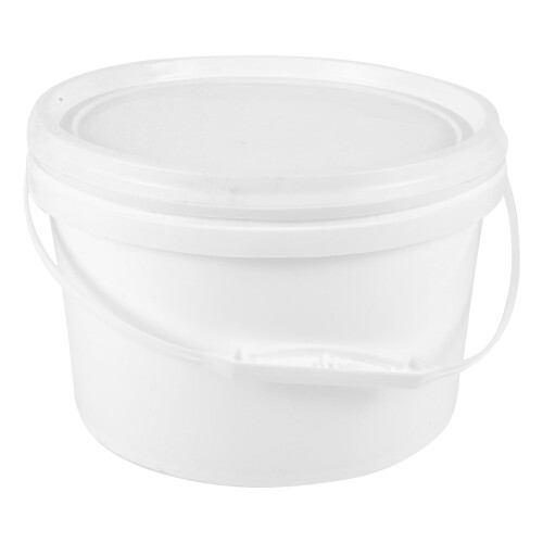 Balde de armazenamento de plástico branco com tampa, 5 litros. 2
