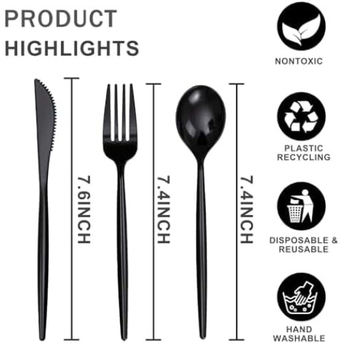 Set di posate usa e getta dorate da 90 pezzi: forchette, coltelli, 1