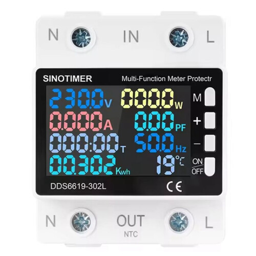 Tuya WIFI 220V AC 60A Multi-Function Power  Meter with Temperature Control No WIFwith Power-Off