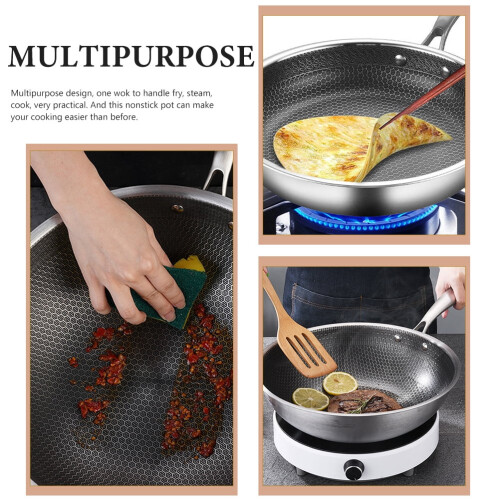 Nonstick Wok Pan Frying Wok Pan Grey 1Pack 1
