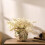 Antikk grønn beige keramikkvase 14,6 cm 4